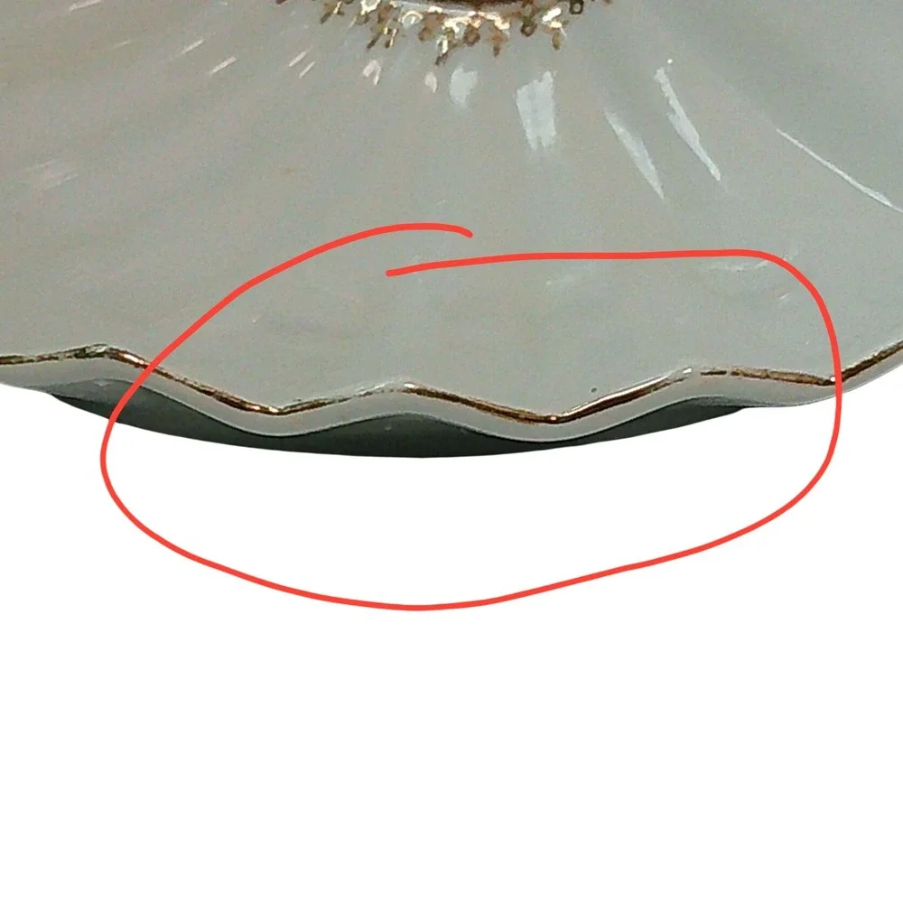 I.W. Rice Shell Trinket Dish Vintage White Gold Cherub Cameo Japan Porcelain